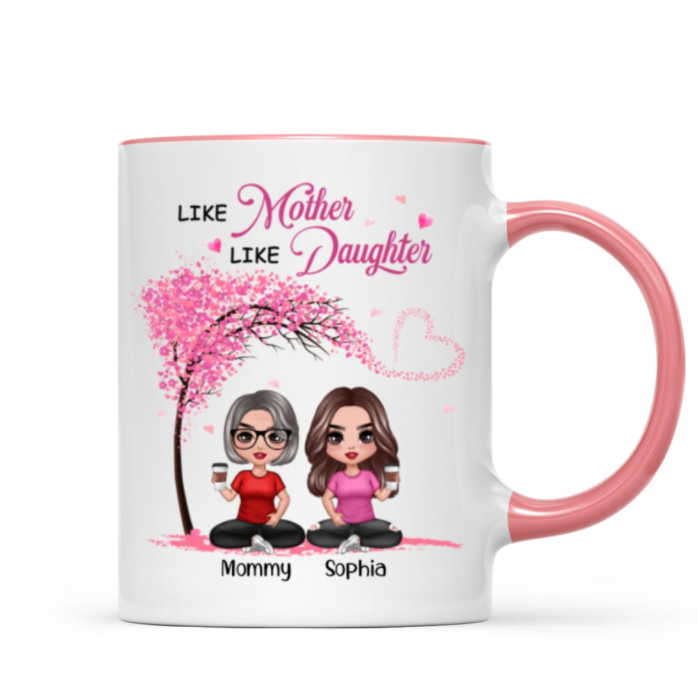 Under Pink Tree Doll Women Sitting Like Mother And Daughters Personalized Mug