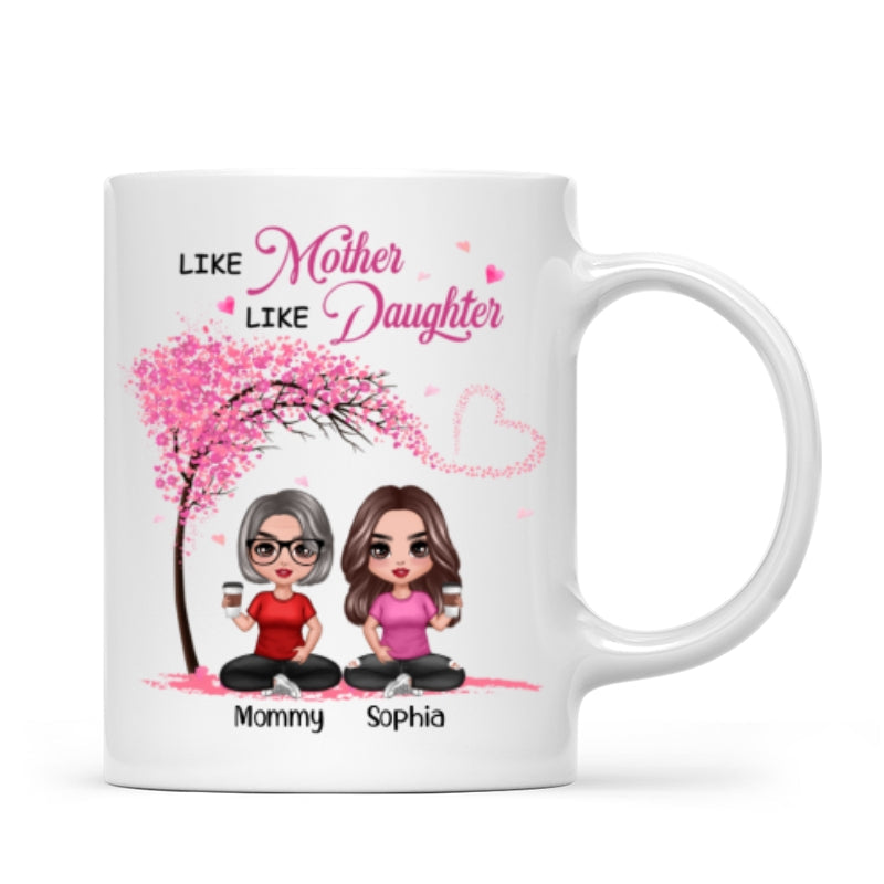Under Pink Tree Doll Women Sitting Like Mother And Daughters Personalized Mug
