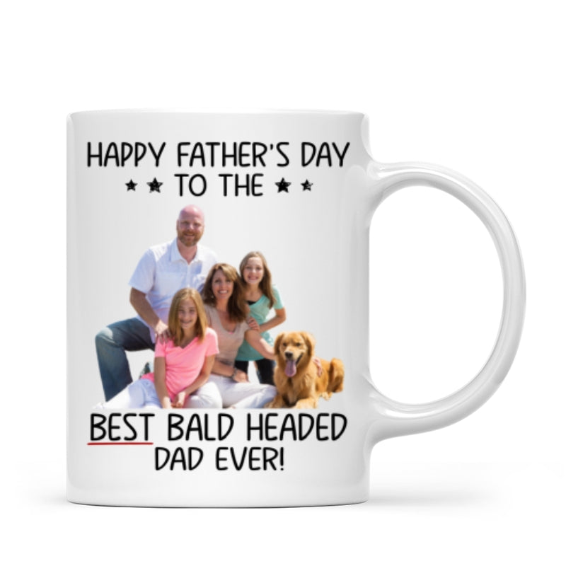 Behind Spoiled Daughter Is Bald Headed Father Photo Inserted Funny Father's Day Gift For Dad Personalized Mug
