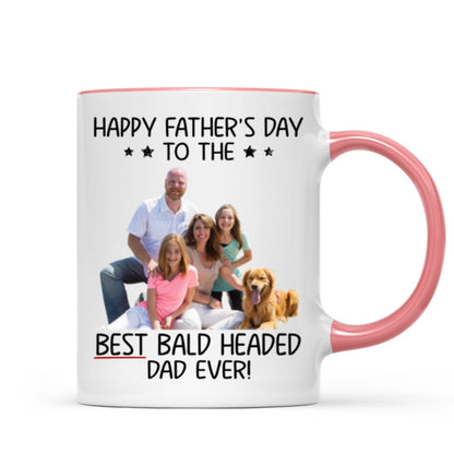 Behind Spoiled Daughter Is Bald Headed Father Photo Inserted Funny Father's Day Gift For Dad Personalized Mug