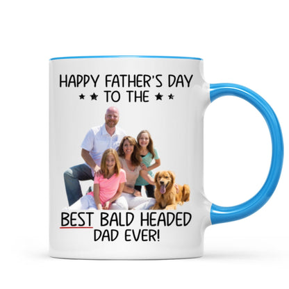 Behind Spoiled Daughter Is Bald Headed Father Photo Inserted Funny Father's Day Gift For Dad Personalized Mug