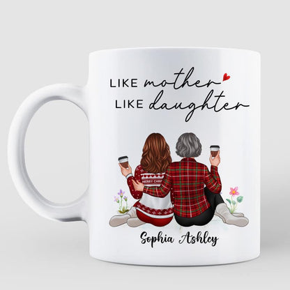 Embracing Mother Daughter Back View Personalized Mug