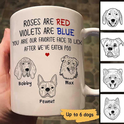Favorite Face To Lick Dog Head Outline Happy Father's Day Personalized Mug