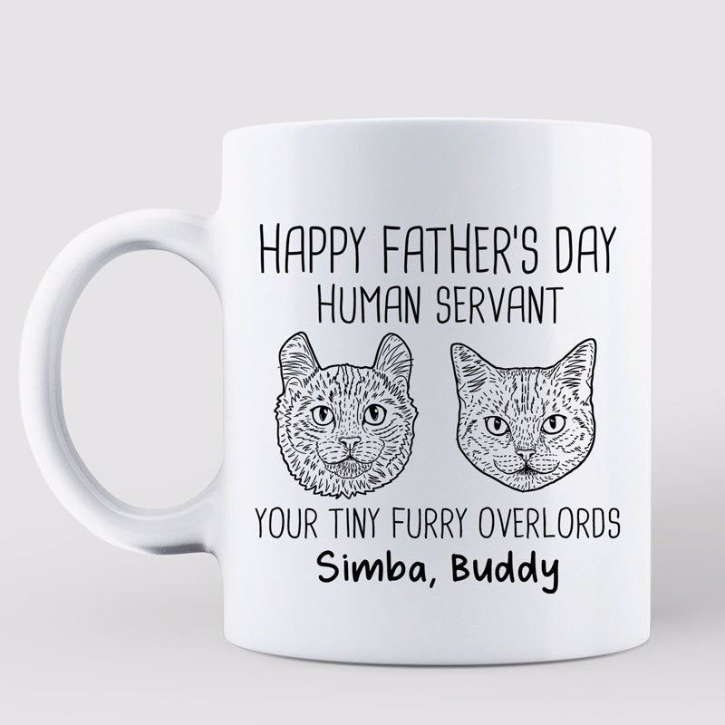 Good Morning Human Servant Cat Head Outline Personalized Mug