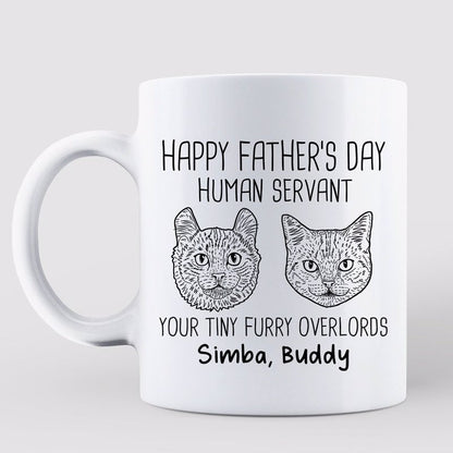 Good Morning Human Servant Cat Head Outline Personalized Mug