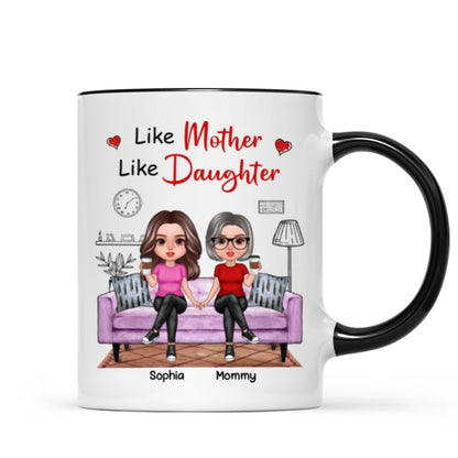 Realistic Mother Daughters Sitting On Sofa Personalized Mug