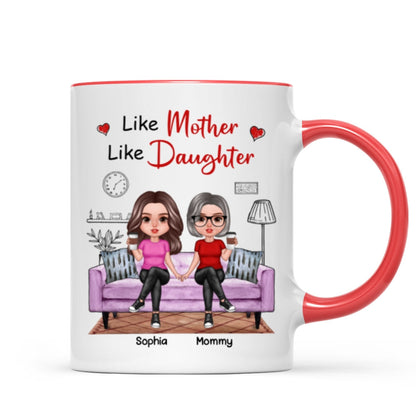 Realistic Mother Daughters Sitting On Sofa Personalized Mug