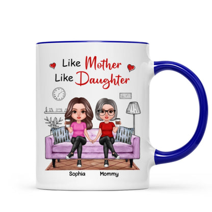 Realistic Mother Daughters Sitting On Sofa Personalized Mug