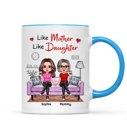 Realistic Mother Daughters Sitting On Sofa Personalized Mug