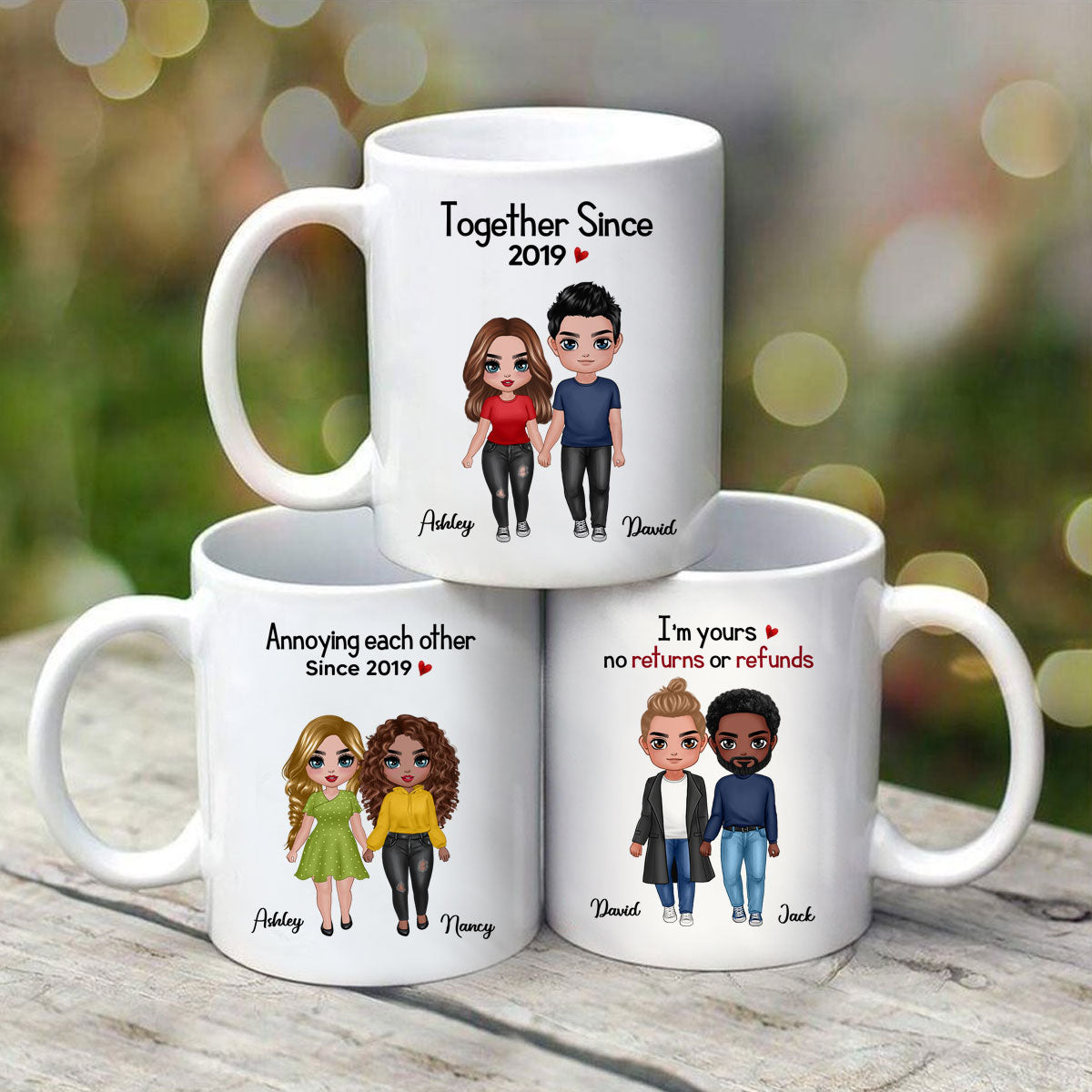 Standing Doll Couple Valentine's Anniversary Gift For Him Gift For Her Personalized Mug