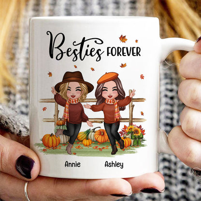 Fall Season Happy Doll Besties In The Pumpkin Patch Personalized Mug