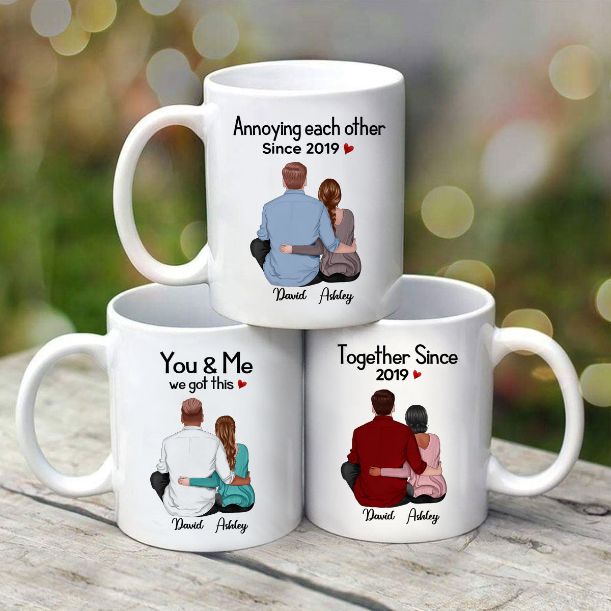 Back View Couple Sitting Anniversary Gift For Him Gift For Her Personalized Mug