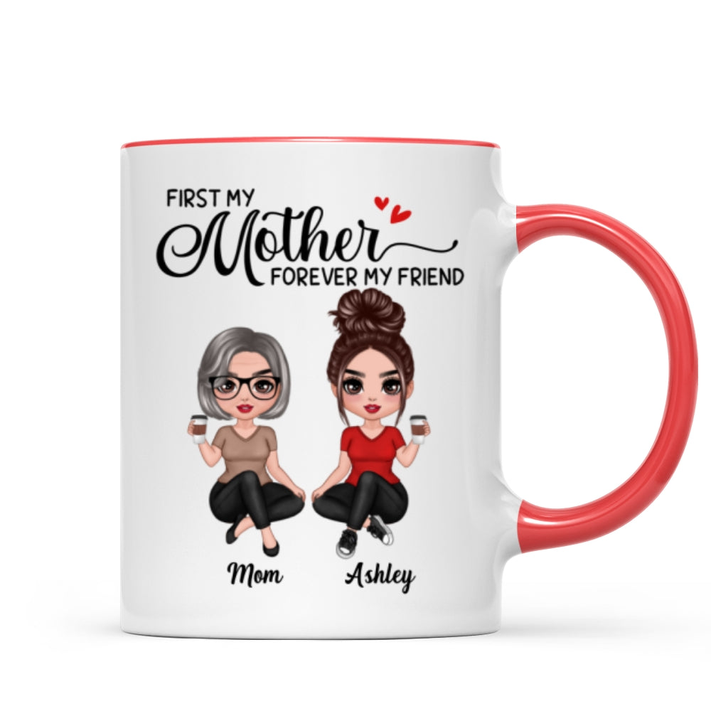 Doll Mom And Daughters Sitting Gift For Mom Daughters Personalized Mug