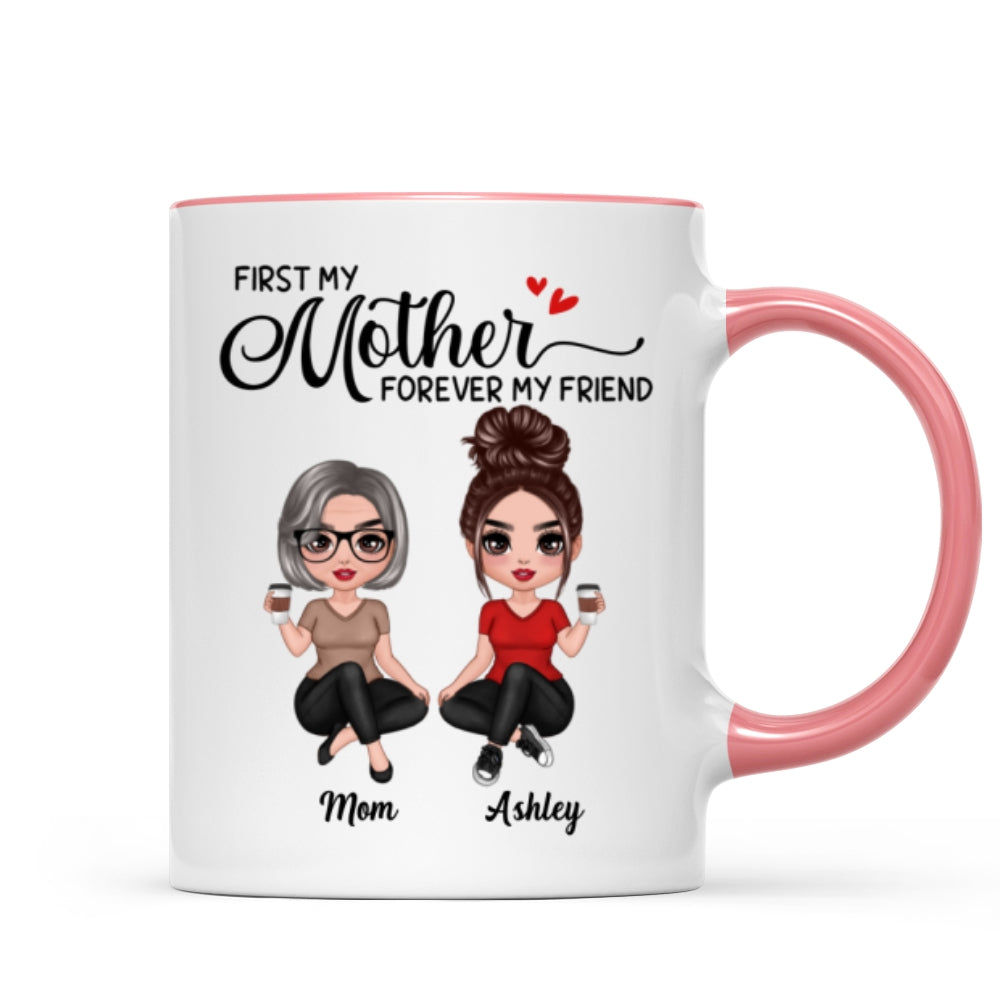 Doll Mom And Daughters Sitting Gift For Mom Daughters Personalized Mug