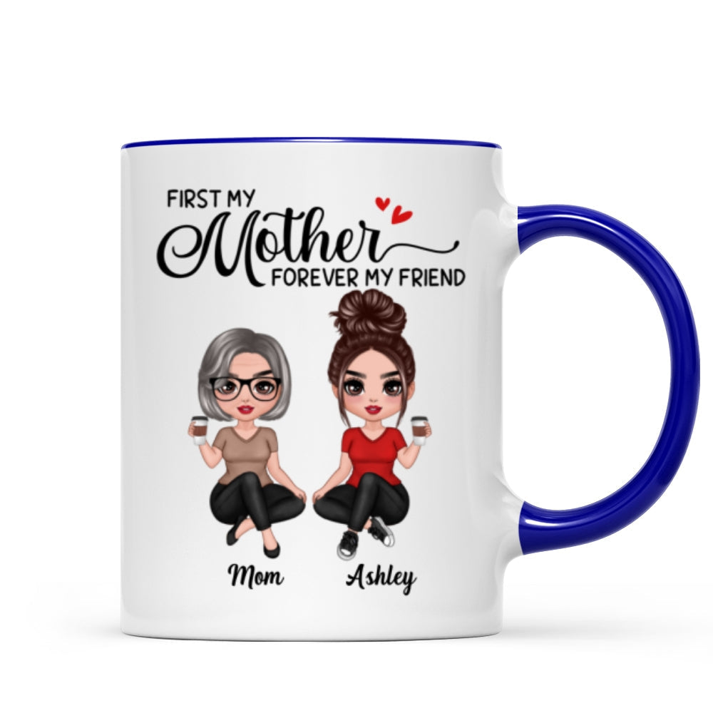Doll Mom And Daughters Sitting Gift For Mom Daughters Personalized Mug