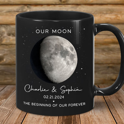 Our Moon Couple Gift Moon Phase Art Anniversary Gift For Him, Gift For Her Wedding Gift Personalized Mug