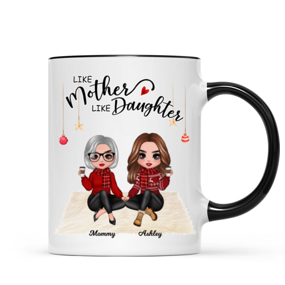Christmas Doll Women Sitting Mother And Daughters Personalized Mug
