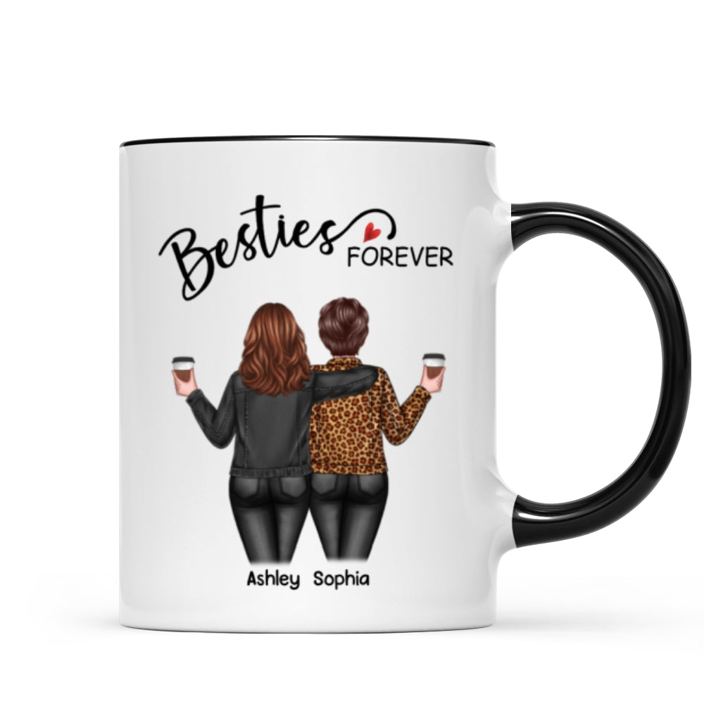 Back View Women Besties Forever Personalized Mug