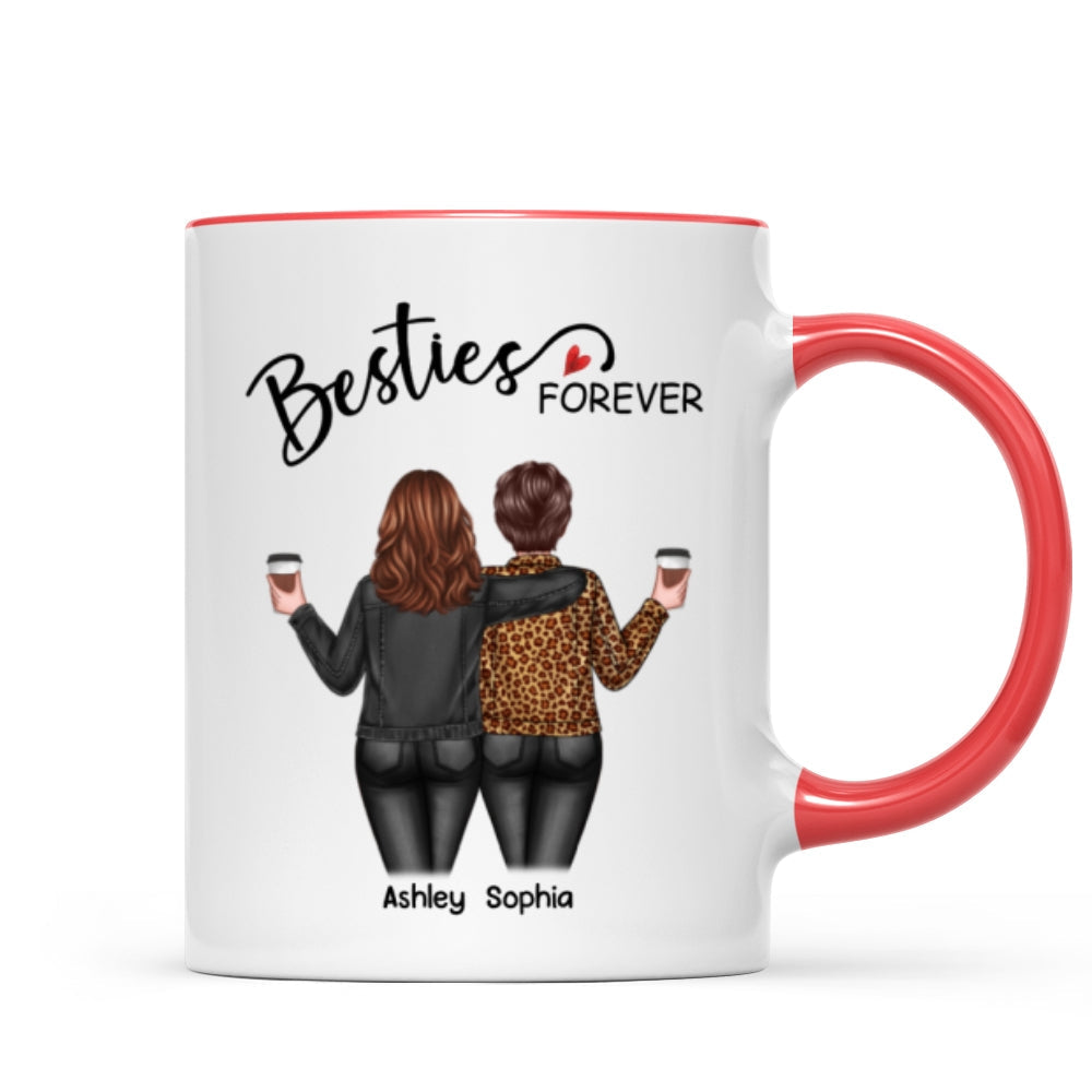 Back View Women Besties Forever Personalized Mug