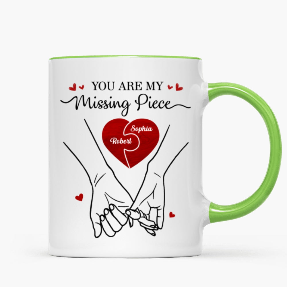You Are My Missing Piece Couple Hands Outline Anniversary Gift Gift Personalized Mug