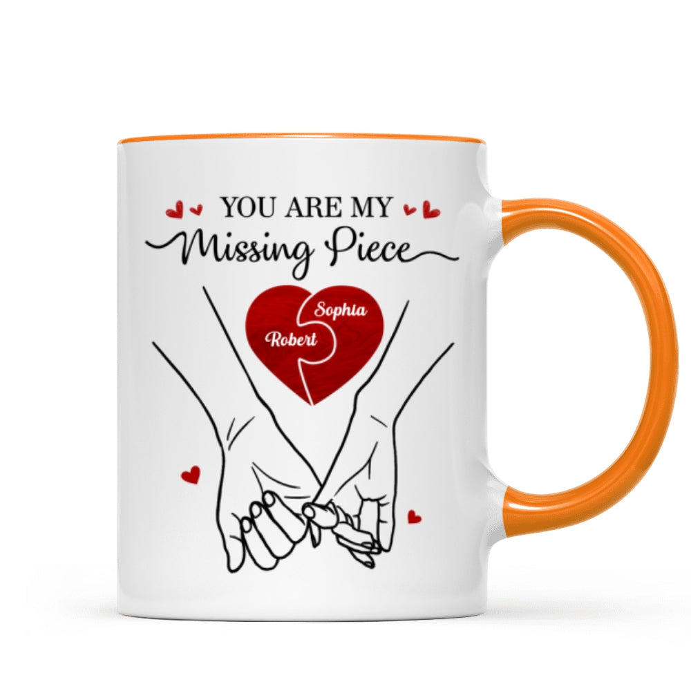 You Are My Missing Piece Couple Hands Outline Anniversary Gift Gift Personalized Mug