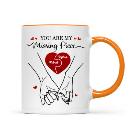 You Are My Missing Piece Couple Hands Outline Anniversary Gift Gift Personalized Mug