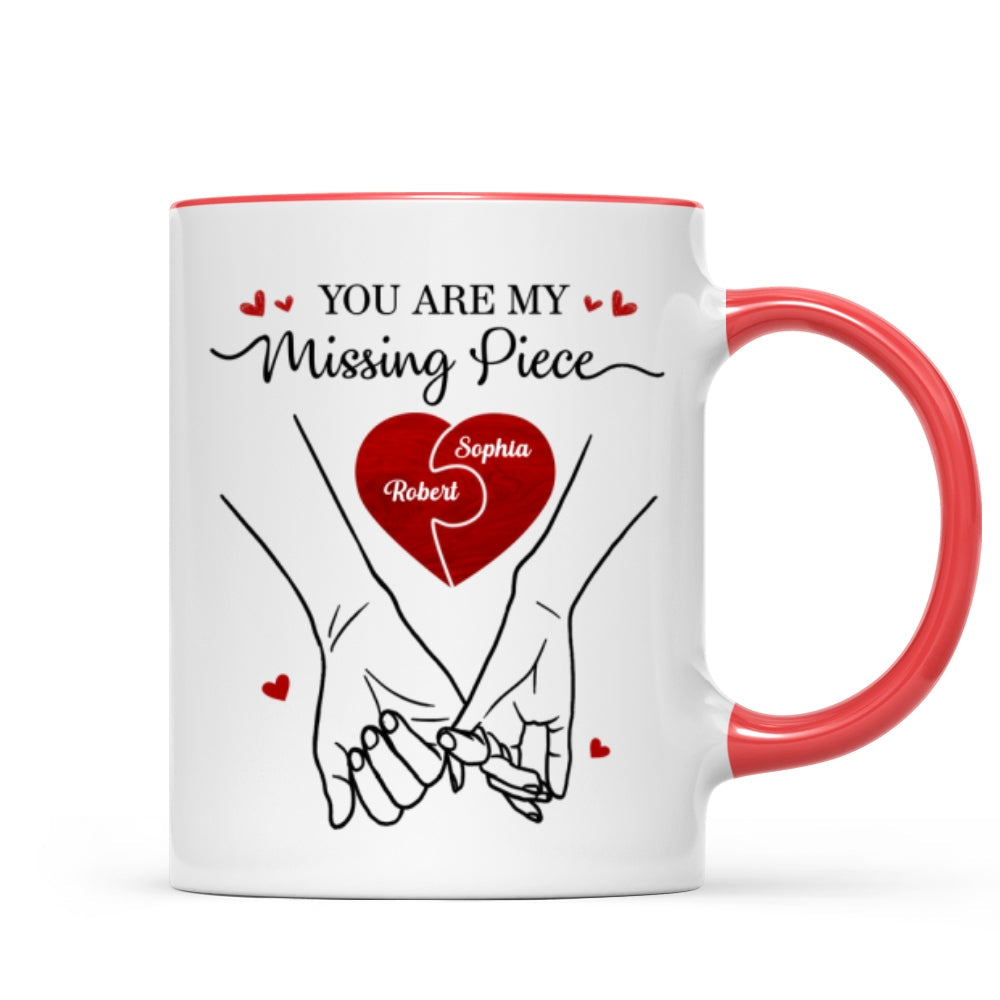 You Are My Missing Piece Couple Hands Outline Anniversary Gift Gift Personalized Mug