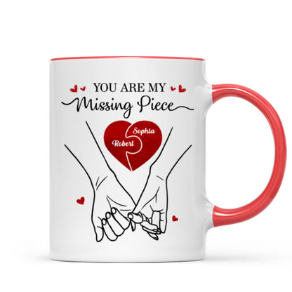 You Are My Missing Piece Couple Hands Outline Anniversary Gift Gift Personalized Mug