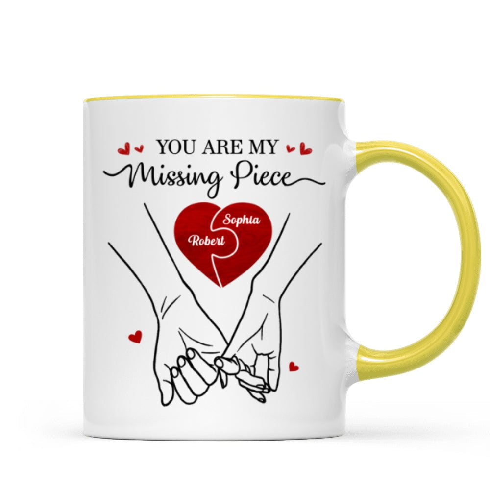 You Are My Missing Piece Couple Hands Outline Anniversary Gift Gift Personalized Mug