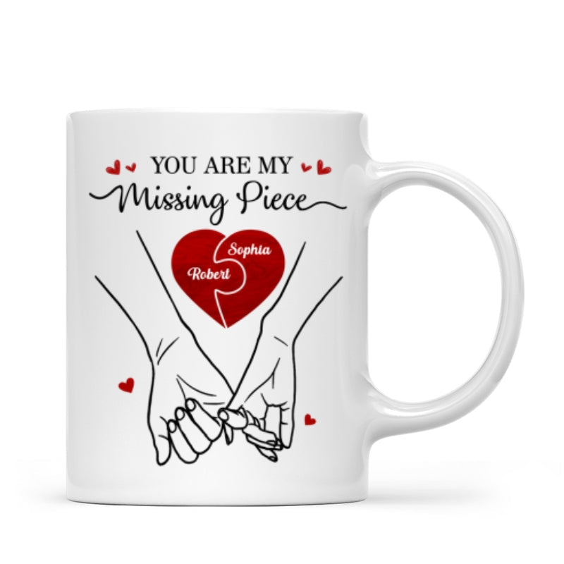 You Are My Missing Piece Couple Hands Outline Anniversary Gift Gift Personalized Mug