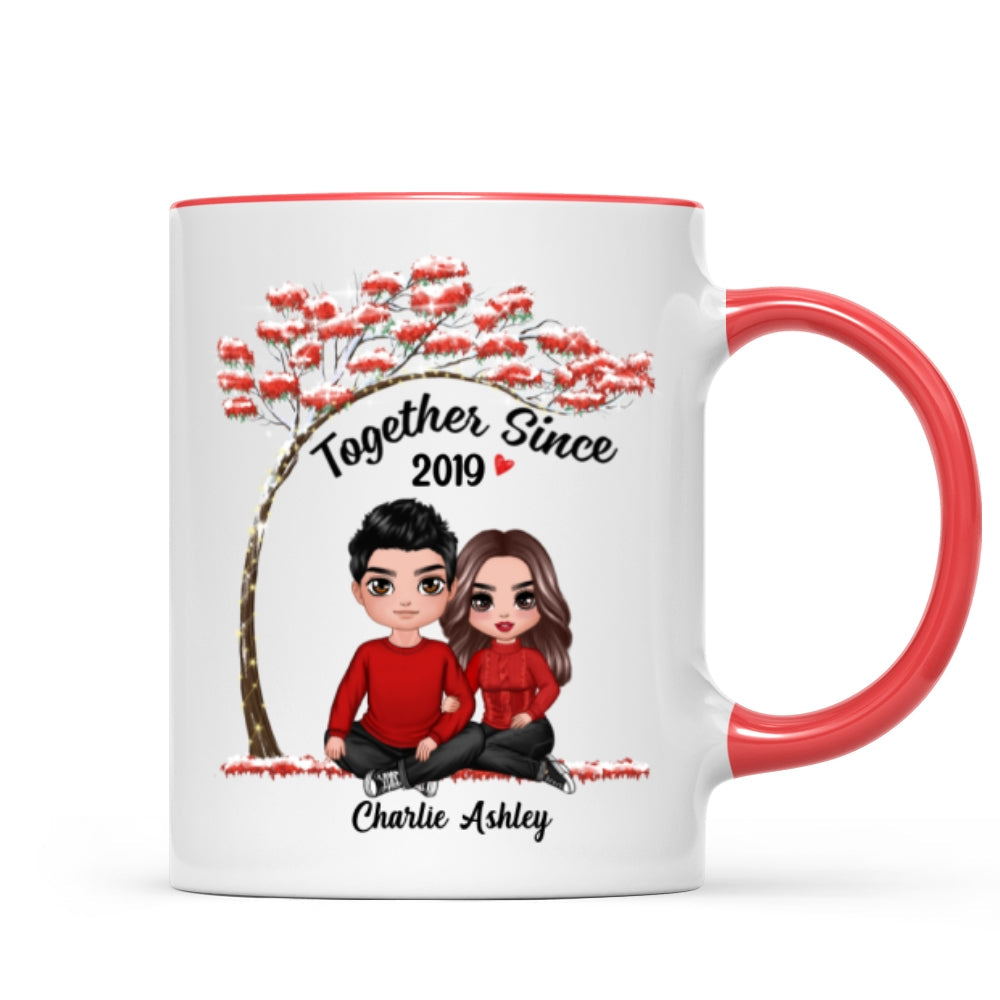 Embracing Couple Under Red Tree Gift For Him For Her Personalized Mug