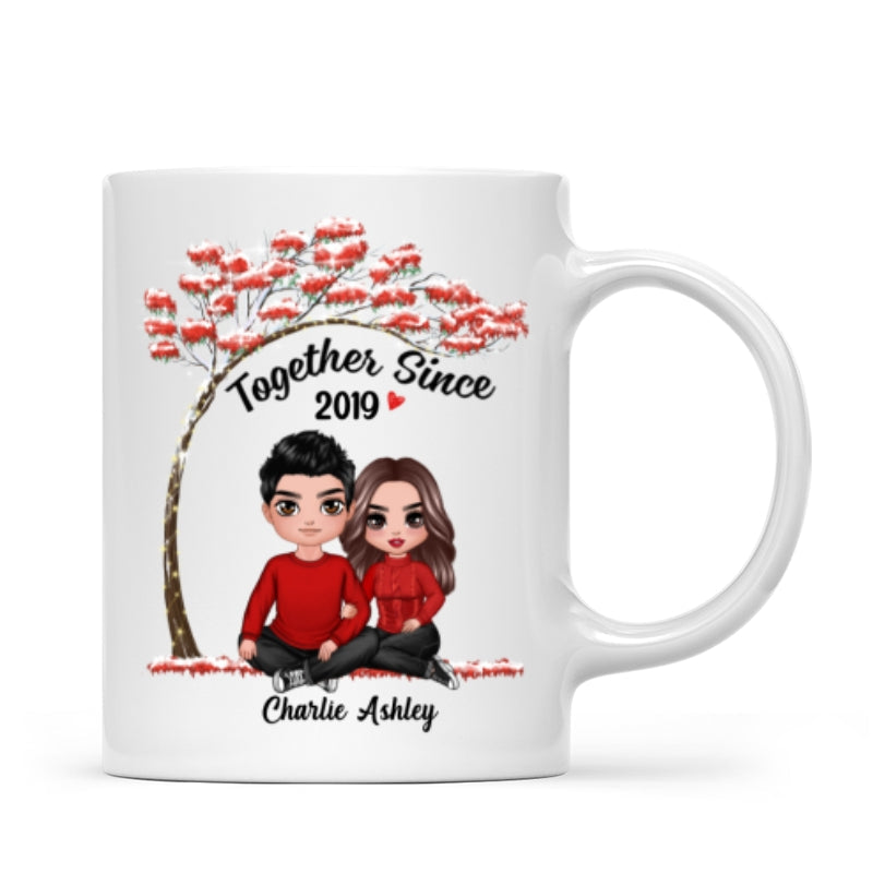 Embracing Couple Under Red Tree Gift For Him For Her Personalized Mug