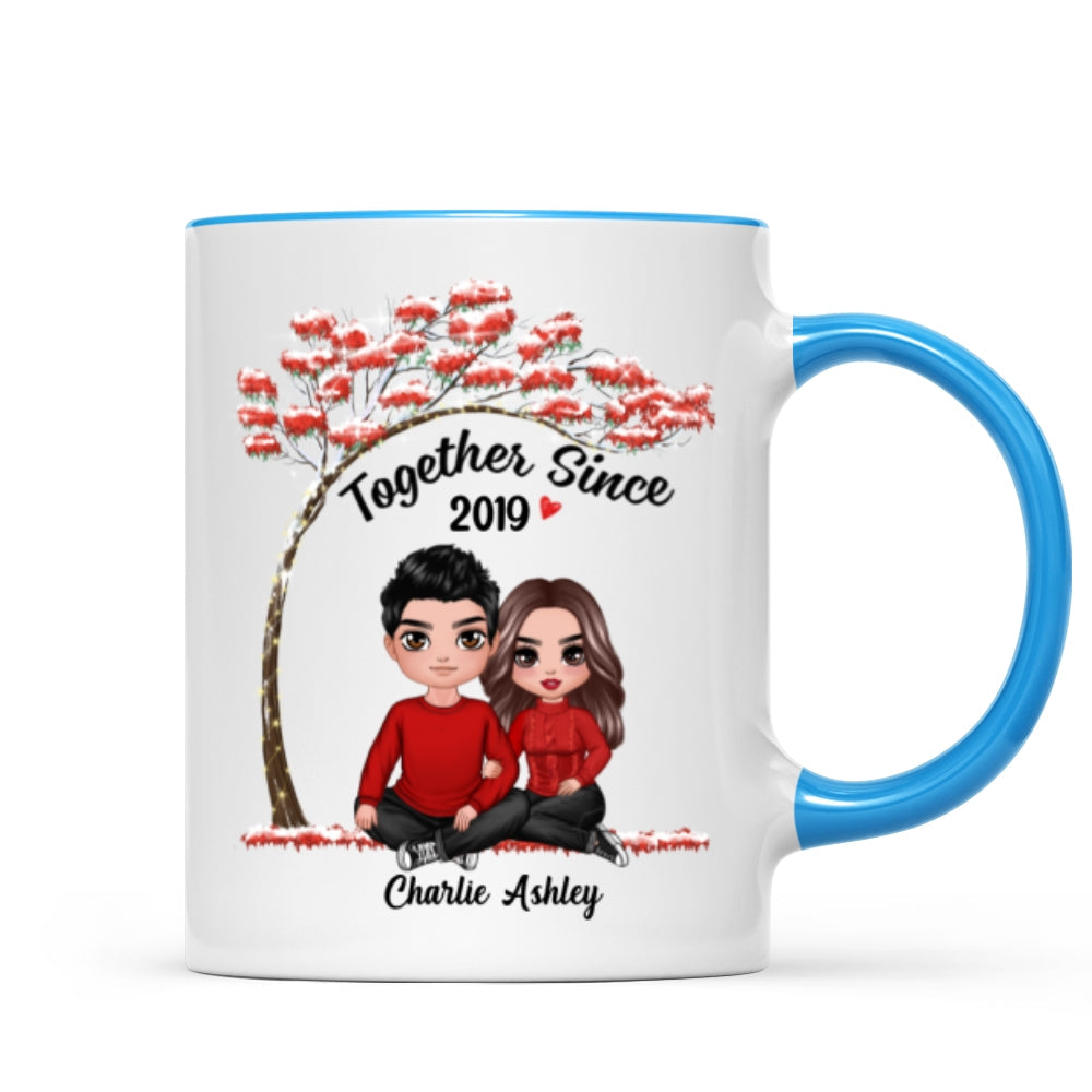 Embracing Couple Under Red Tree Gift For Him For Her Personalized Mug