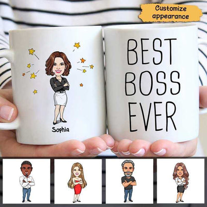 Best Boss Ever Funny Gift For Boss Cartoon Caricature Personalized Mug