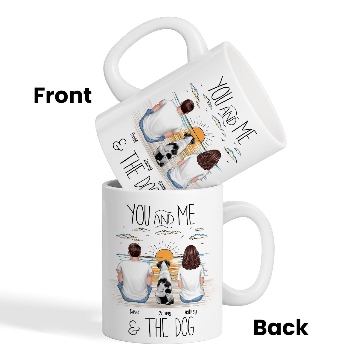 You And Me Beach Outline Personalized Mug, Gift For Him, For Her