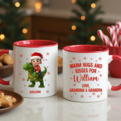 Cute Kid With Dinosaur Christmas Personalized Mug