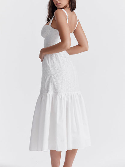 Vintage Sweetheart Neck Cotton Midi Sundress