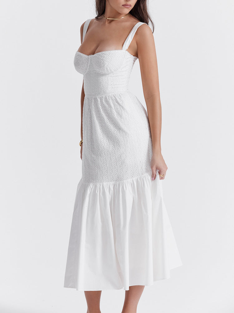 Vintage Sweetheart Neck Cotton Midi Sundress