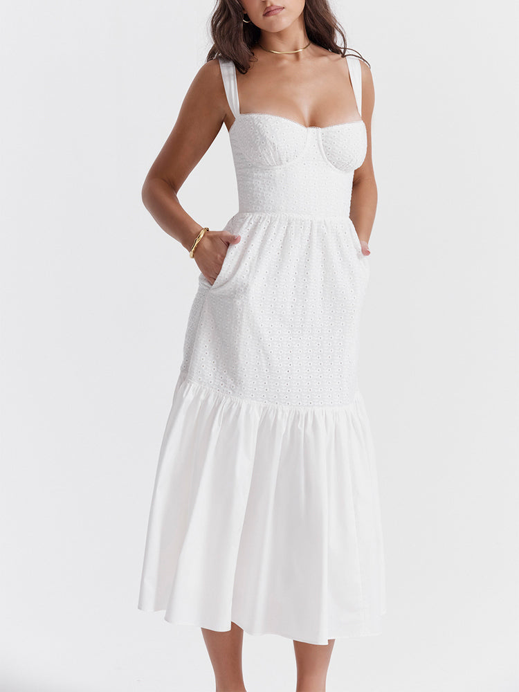 Vintage Sweetheart Neck Cotton Midi Sundress