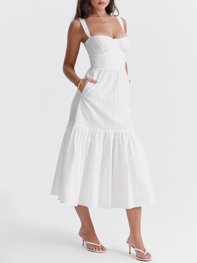 Vintage Sweetheart Neck Cotton Midi Sundress