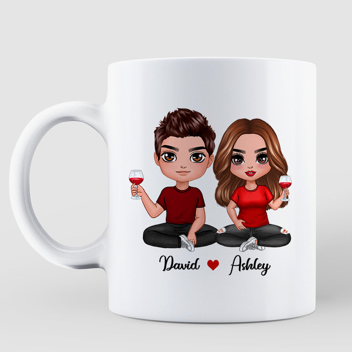 Doll Couple Sitting Anniversary Date Calendar Personalized Mug - Gift For Couple - Gift For Him - Gift For Her
