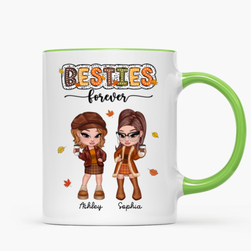 Y2K Fall Season Best Friends Sisters Colorful Pattern Personalized Mug, Gift For Besties
