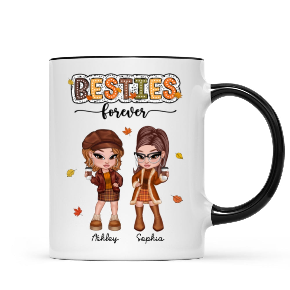 Y2K Fall Season Best Friends Sisters Colorful Pattern Personalized Mug, Gift For Besties