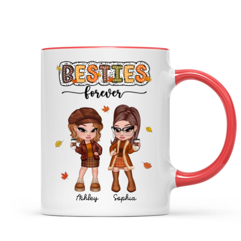Y2K Fall Season Best Friends Sisters Colorful Pattern Personalized Mug, Gift For Besties
