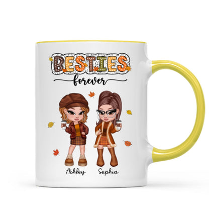 Y2K Fall Season Best Friends Sisters Colorful Pattern Personalized Mug, Gift For Besties