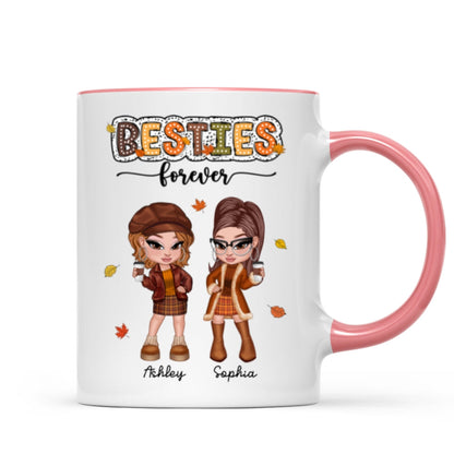 Y2K Fall Season Best Friends Sisters Colorful Pattern Personalized Mug, Gift For Besties