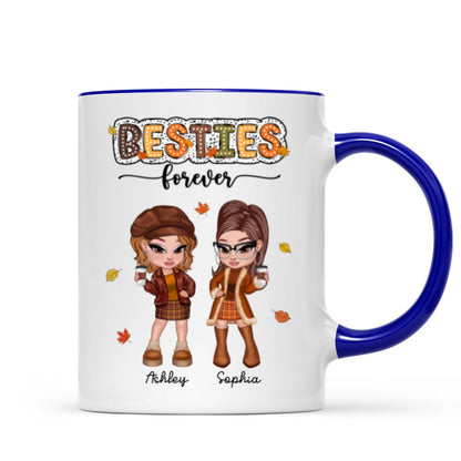 Y2K Fall Season Best Friends Sisters Colorful Pattern Personalized Mug, Gift For Besties
