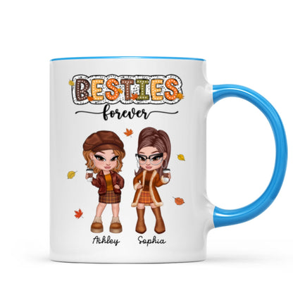 Y2K Fall Season Best Friends Sisters Colorful Pattern Personalized Mug, Gift For Besties