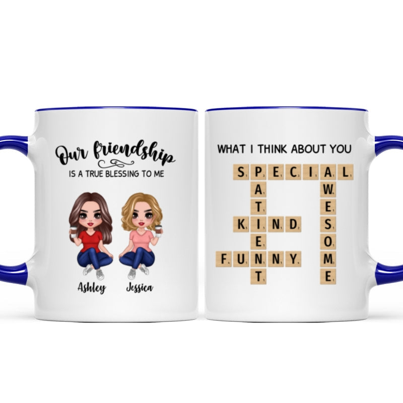 Besties Forever Front View Best Friends Unique Gift Create Your Crossword Puzzle Personalized Mug