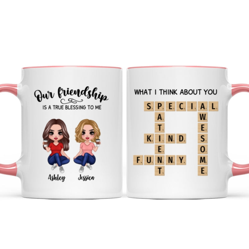 Besties Forever Front View Best Friends Unique Gift Create Your Crossword Puzzle Personalized Mug